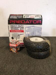 Heavy duty generator wheels and an oil filter