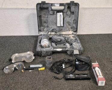 Bosch RotoZip(Works), Safety Goggles(3), Preval Spray, Pioneer Car CD Player Face, Bluetooth Headphones, Remington Facial Hair Trimmer(Unable to Test), Tools