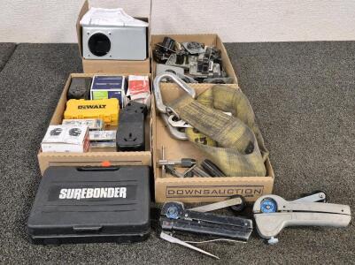SuperBonder Stapler(Unable to Test), 125 AMPs Songle Phase 4 Circuit, Strap, Cable Cutter(2), Multiple Power Plugs, Tap and Die Set