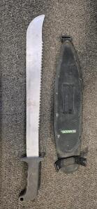 18" Serrated Machete with Case