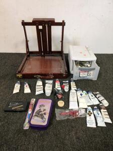 Acrylic paint and portable easel and Harry Potter stuff