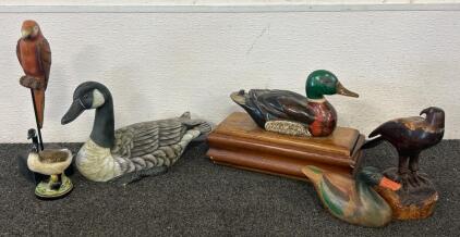 Wooden And Glass Ducks And Birds