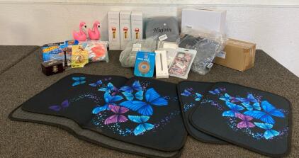 Lot Including New Car Mats, (3) Infusion Waterbottles, Flamingo Bikini (XL), Washing Machine Bag And More!
