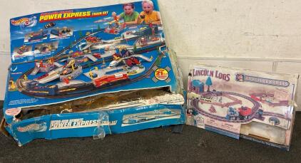 Hot wheels Infra-Red Remote Powet Express Train Set And Lincoln Logs Prairie Express