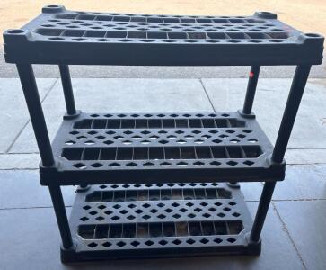 Plastic Shelf H 3&rsquo; 2&rdquo; W 3&rsquo; L 1&rsquo; 6&rdquo; and Rolling Tote