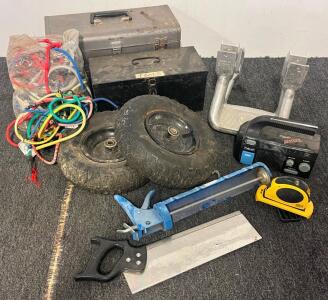 (4) Crew-Cab Universal Cast Aluminum Side Steps (Rated 300LBS), Craftsman Toolbox W/ Tools & Empty Toolbox, Wheels, Bungee Cords & More