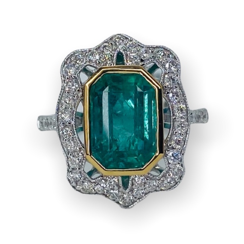 $11,312 Value, 18K Emerald & Diamond Ring