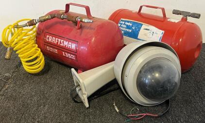 (2) 5 Gallon Air Tanks & Mace Outdoor Security Camera