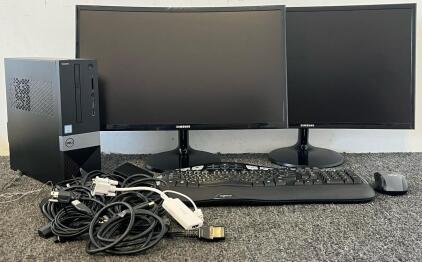 (2) Samsung Computer Monitors (22&rdquo;x13&rdquo;), Dell Vostro 3471 Computer, Logitech Keyboard & Mouse
