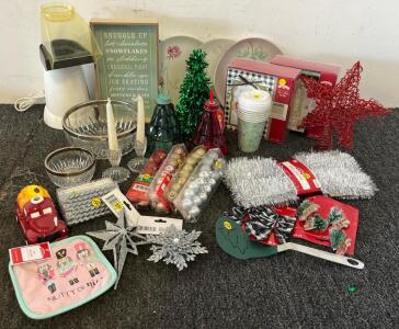 Popcorn Air Popper, Glass Dishes & Christmas Decor