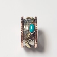 $200 Silver Meditation With Spining Turquoise Ring