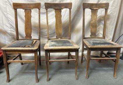 Set of (3) Vintage Chairs (H 3&rsquo; 2&rdquo; W) (1&rsquo; 5&rdquo; L 1&rsquo; 4&rdquo;)