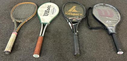 Tennis Rackets!! Wilson Rak Attak 25&rdquo; Titanium, Pro Kennex Bronze Ace Graphite Mid-Size, Vintage Wilson &ldquo;World Class&rdquo; Aluminum Racket, Vintage Prince Woodie