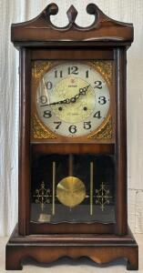 Antique Mantle Clock / 6&rdquo; L x 13.5 &ldquo; W x 27&rdquo; H