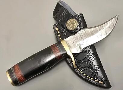 Handmade Damascus Steel Knife With Leather Sheath