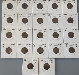 (22) Wheat Pennies 1944-1958