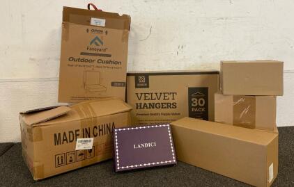 Lot Includes, Outdoor Cushions, Metal Braces For Wood Stud, Mini Christmas Tree, Velvet Hangers, Jewelry Box And More