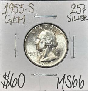 1953-S MS66 GEM SILVER WASHINGTON QUARTER