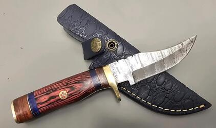 Handmade Damascus Hunting Knife With Sheath