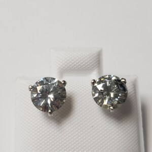 $1260 14K Very Light Greenish Moissanite(2ct) Earrings