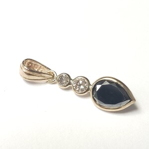 $1595 14K Black Diamond(1.2ct) Diamond(0.2ct) Pendant