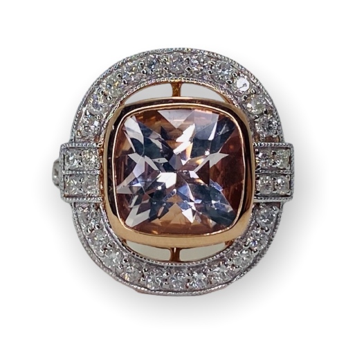 $5,246 Value, 14K Morganite & Diamond Ring