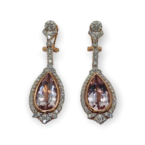 $14,730 Value, 14K Morganite & Diamond Earrings