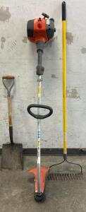 Husqvarna 128CD Curved Shaft String Trimmer, Shovel, And Rake