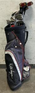 Vintage Walter Hagen Golf Bag With Wilson 1200 Golf Clubs And Spalding Executive Golf Clubs