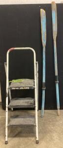 Stapleton 3 Step Ladder And Faded Blue Decorative Ore's