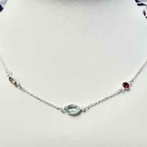 $300 Silver Genuine Multi Gemstone 18" Necklace