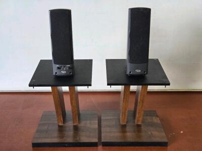 (2) Vintage Speaker Stands & (2) Klipsch Computer Speakers
