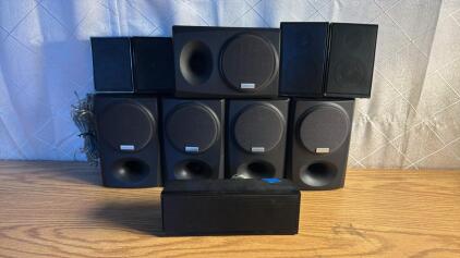 (5) KenWood Surround Sound Speaker (5) Samsung Surround Sound Speakers