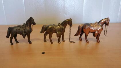 (3) Vintage Horses Statues