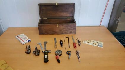 Vintage Wood Tool Box With Tools