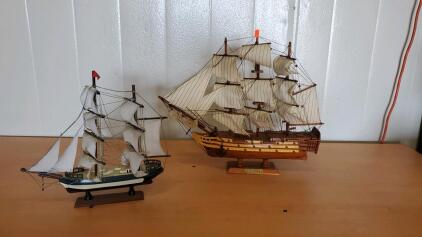 (2) Vintage Wooden Ship Models