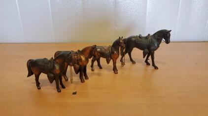 (4) Vintage Brass Horses