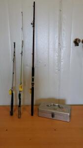 Vintage My Spin'n Buddy Aluminum Tackle Box (1) 8Ft Fishing Pool (2) Fishing Pools