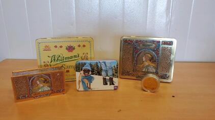 (4) Vintage Candy Tin Box And Tin Box