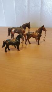 (3) Vintage Brass Horses