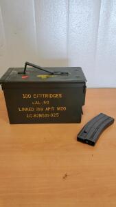 Metal Military Ammo Box Empty Storage Container and Ar15 Magazine