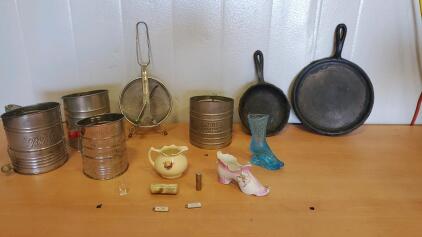 Cast Iron Pans and Vintage Kitchen Utensils And More