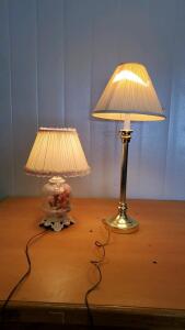 (1) Mid Century Modern Lamp 17" (1) Vintage Table Lamp 27.5"