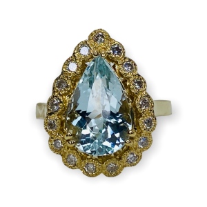 $4,500 Value, 14K Aquamarine & Diamond Ring