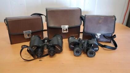 Bushnell Insta-Focus Zoom Binoculars and Bushnell SportView Binoculars With Cases