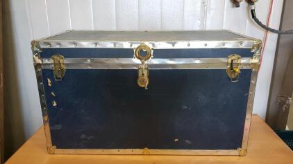 Large Blue Metal Trunk 24"x41 3/4"19.5"