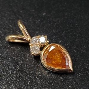 $2000 14K Diamond (1Ct,I2,Fancy Yellowish Brown) Diamond(0.03ct) Pendant