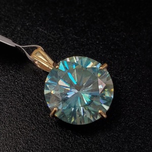 $1385 14K Greenish Blue Moissanite(8ct) Pendant