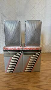 Realistic Minimus-7 Silver Compact Speakers, 40W, 8 Ohms, Serial #003884/003889