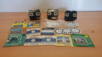 Collection Of Vintage View-Master Viewers and Reels.